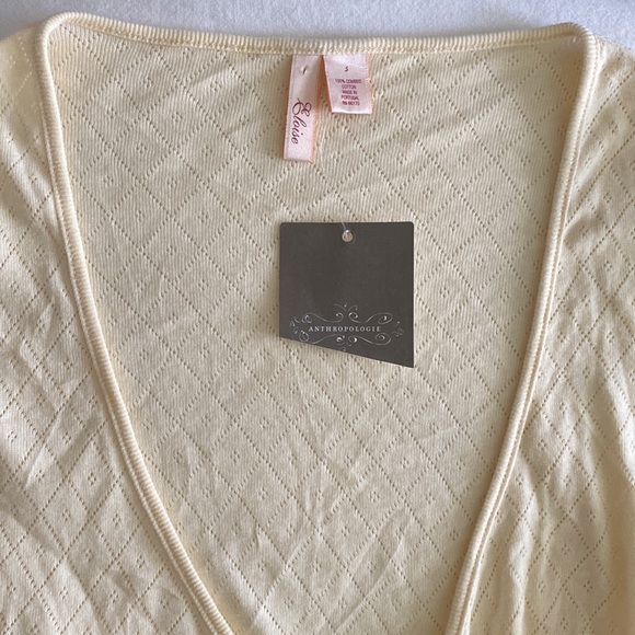 Anthropologie NWT Eloise Picot wrap top Victorian bed jacket pale butter yellow - Picture 4 of 11